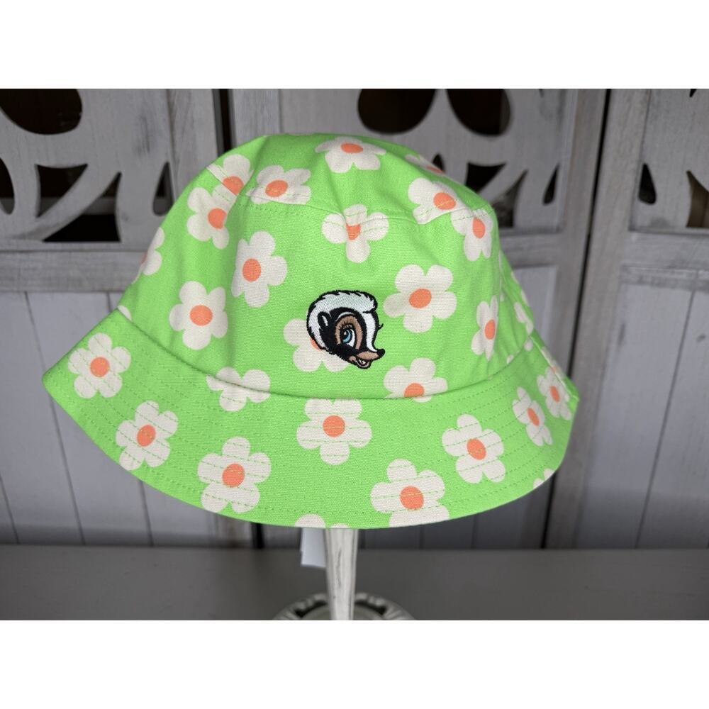 New! Disney Parks Bambi Flower Skunk Daisy Bucket Hat Lime Green Adult One Size
